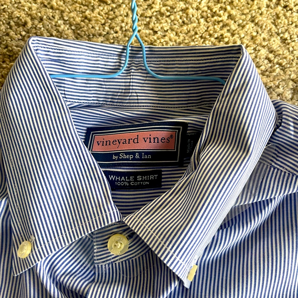Mens Vineyard Vines Striped Button Down Whale Shirt